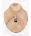 Pendentif Azurite Boulder naturelle carré argent 925 poinçonné