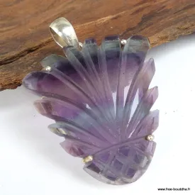Pendentif Multi-fluorite sculptée semi-oval - Pendentifs pierres naturelles