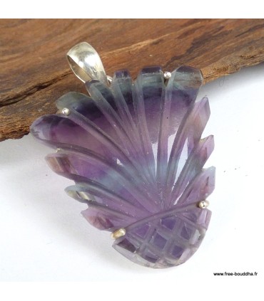 Pendentif Multi-fluorite sculptée semi-oval