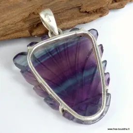 Pendentif Multi-fluorite sculptée semi-oval - Pendentifs pierres naturelles