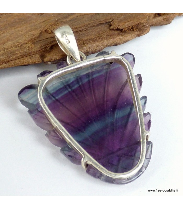 Pendentif Multi-fluorite sculptée semi-oval