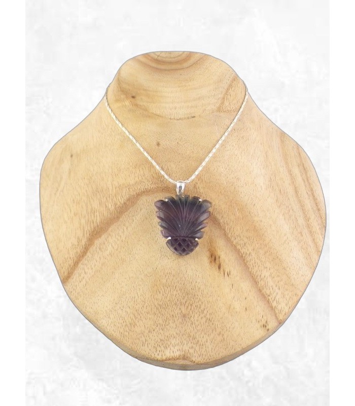 Pendentif Multi-fluorite sculptée semi-oval