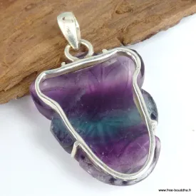 Pendentif Multi-fluorite sculptée Fleur semi-oval - Pendentifs pierres naturelles