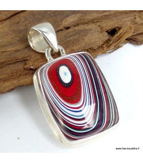 Pendentif Agate de Detroit rouge noir