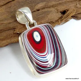 Pendentif Agate de Detroit rouge noir - Pendentifs pierres naturelles