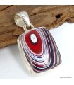 Pendentif Agate de Détroit rouge noir argent 925 certifié