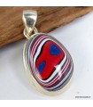 Pendentif Fordite véritable – Agate de Détroit rare monté en argent 925