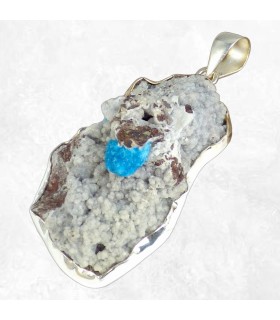 Très gros pendentif Cavansite sur roche-mère