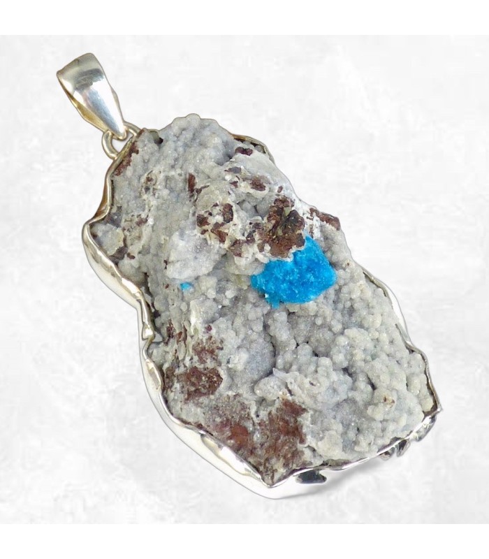 Très gros pendentif Cavansite sur roche-mère
