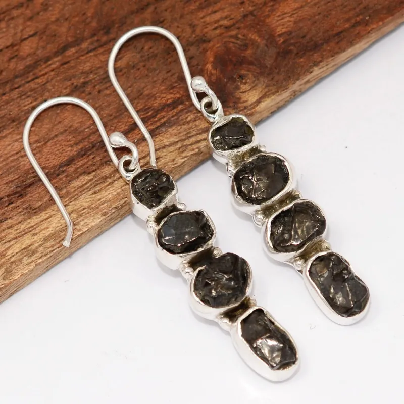 Boucles d'oreilles Shungite Elite 4 pierres argent 925 - Boucles d'oreilles en pierres naturelles