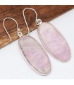 Boucles d’oreilles Kunzite naturelle AAA argent 925 ovale