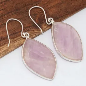 Boucles d'oreilles Kunzite naturelle forme libre - Boucles d'oreilles en pierres naturelles