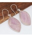 Boucles d’oreilles Kunzite naturelle AAA argent 925 forme libre