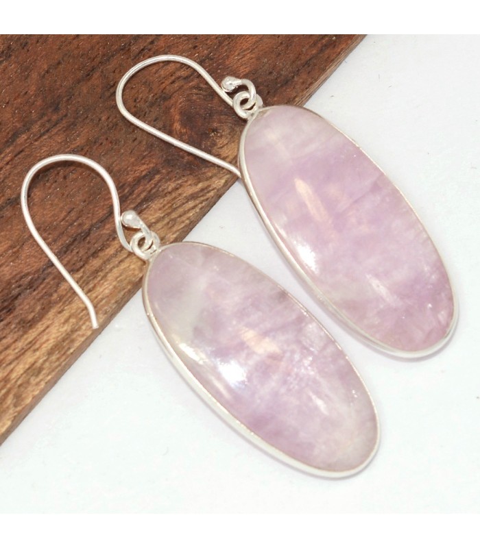 Boucles d'oreilles Kunzite naturelle authentique
