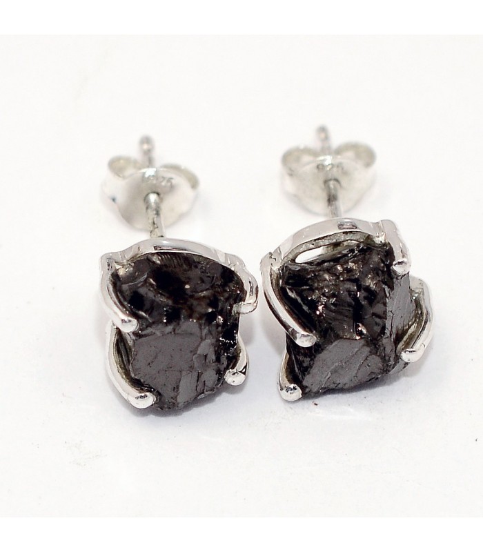 Boucles d’oreilles Shungite Élite – clou artisanal anti-ondes