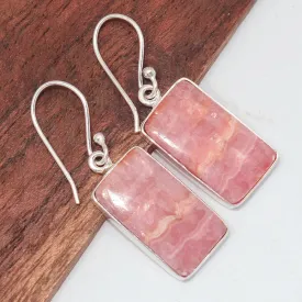 Boucles d'oreilles Rhodochrosite forme rectangulaire - Bijoux en Rhodochrosite