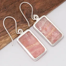 Boucles d'oreilles Rhodochrosite forme rectangulaire - Bijoux en Rhodochrosite