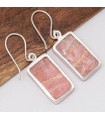 Boucles Rhodochrosite rectangulaire – Argent 925 certifié