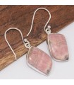 Boucles d’oreilles Rhodochrosite authentique asymétriques argent 925