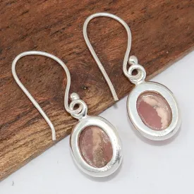 Boucles d'oreilles Rhodochrosite ovales - argent 925 - Bijoux en Rhodochrosite