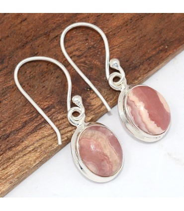 Boucles Rhodochrosite ovales – Argent 925 certifié