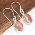 Boucles d'oreilles Rhodochrosite ovales - argent 925 - Bijoux en Rhodochrosite