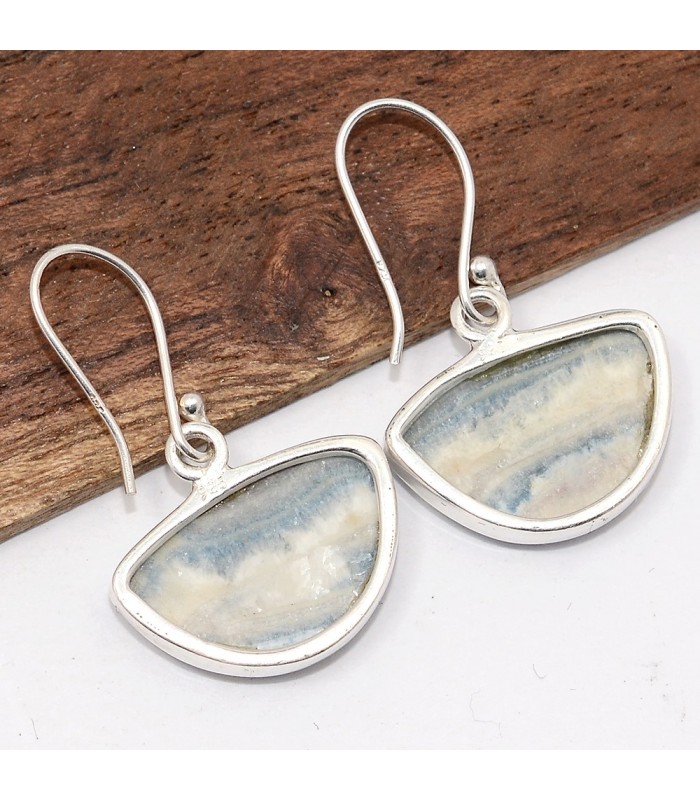 Boucles Scheelite bleue demi-lune – Argent 925 certifié