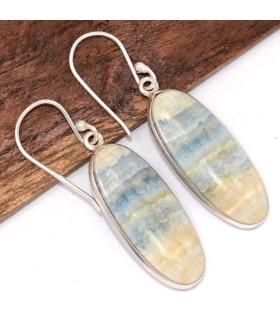 Boucles Scheelite bleue pendantes – Argent 925 certifié