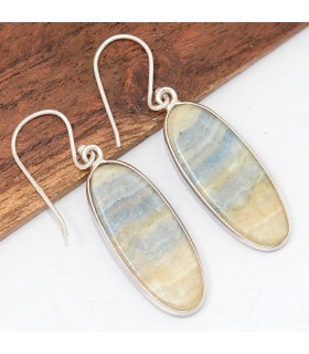 Boucles Scheelite bleue pendantes – Argent 925 certifié