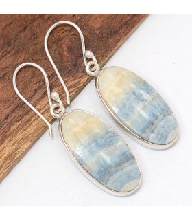 Boucles Scheelite bleue naturelle – Argent 925 artisanal