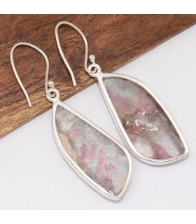Boucles Tourmaline rose sur Lepidolite – Argent 925 certifié