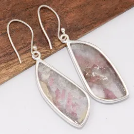 Boucles d'oreilles Tourmaline rose sur Lepidolite forme libre - Bijoux en Tourmaline Rose