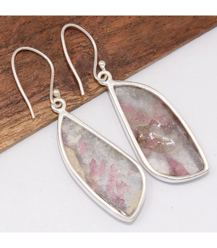 Boucles Tourmaline rose sur Lepidolite – Argent 925 certifié