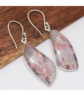 Boucles d'oreilles Tourmaline rose sur Lepidolite (rare)