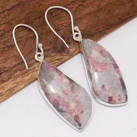 Boucles d'oreilles Tourmaline rose sur Lepidolite forme libre - Bijoux en Tourmaline Rose