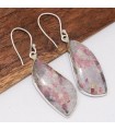 Boucles Tourmaline rose sur Lepidolite – Argent 925 certifié