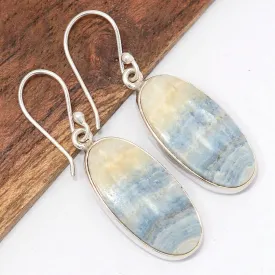 Boucles Scheelite bleue pierre naturelle - Bijoux en Scheelite