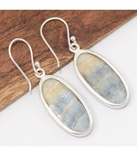 Boucles Scheelite bleue – Argent 925 artisanal & pierre rare vibratoire