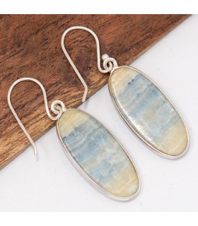 Boucles Scheelite bleue naturelle – Argent 925 artisanal