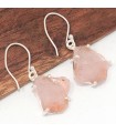 Boucles d’oreilles Quartz rose brut authentique argent 925