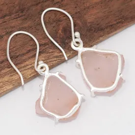 Boucles d'oreilles quartz rose brut forme libre - Bijoux Pierres Naturelles