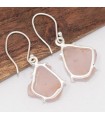 Boucles d’oreilles Quartz rose brut authentique argent 925