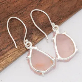 Boucles d'oreilles quartz rose brut naturel - Bijoux Pierres Naturelles