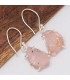 Boucles Quartz rose brut naturel – Argent 925 & forme libre