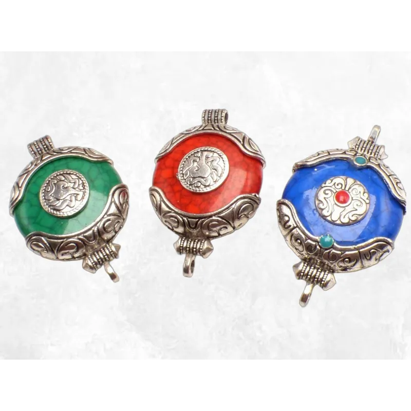 Pendentif tibétain pierre fantaisie - Pendentifs tibétains bouddhistes
