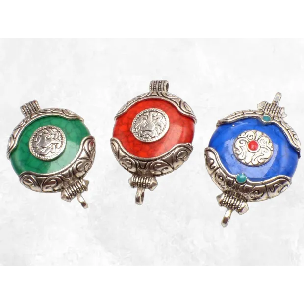 Pendentif tibétain pierre fantaisie - Pendentifs tibétains bouddhistes