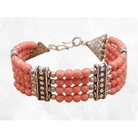 Bracelet tibétain en perles de Corail rose