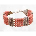 Bracelet tibétain en perles de Corail rose - Bracelets tibétains bouddhistes