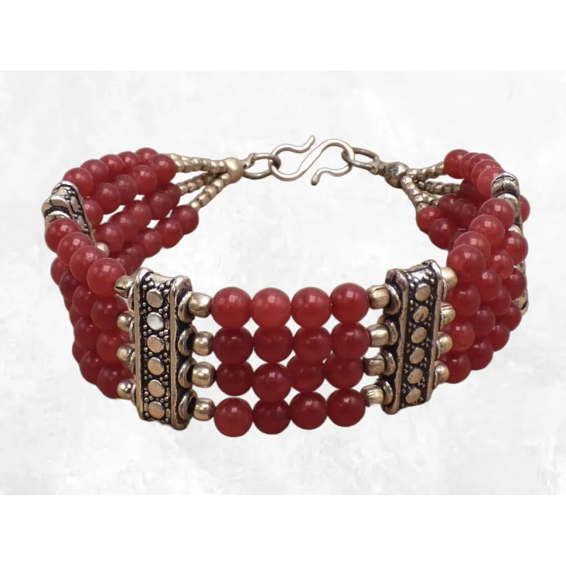 Bracelet tibétain en perles de Cornaline - Bracelets tibétains bouddhistes