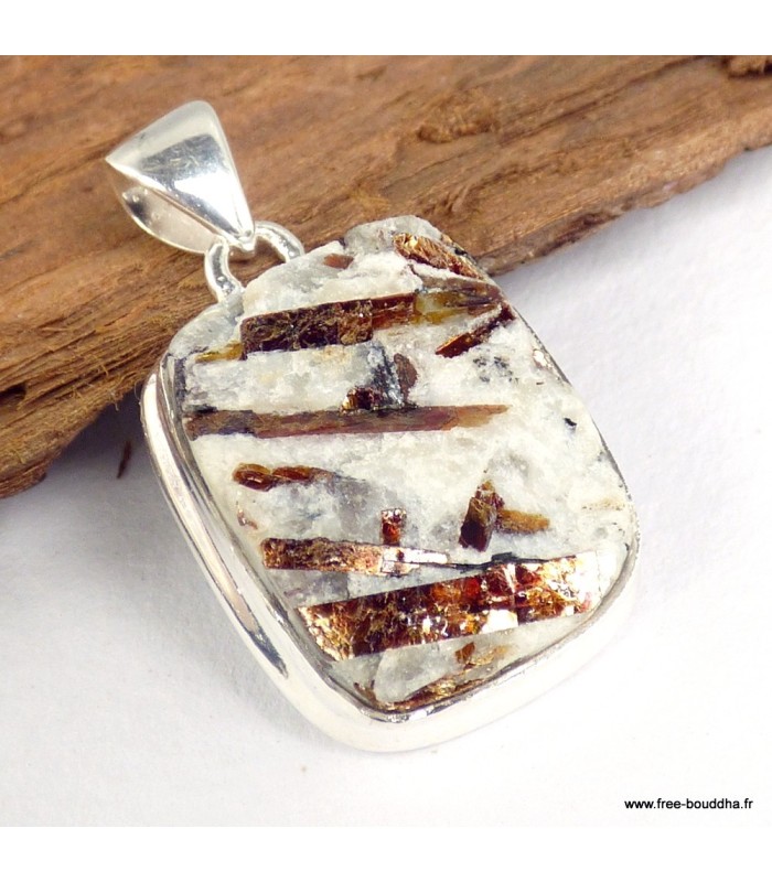 Pendentif astrophyllite brute certifié en argent 925